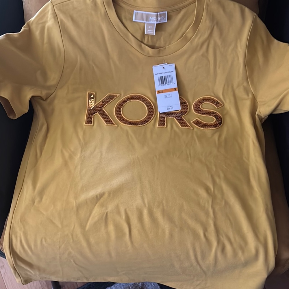 Michael Kors Gold Sequin Logo Tee